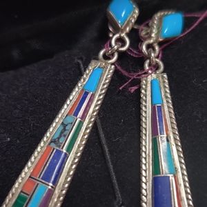 Zuni inlay Sterling silver earrings